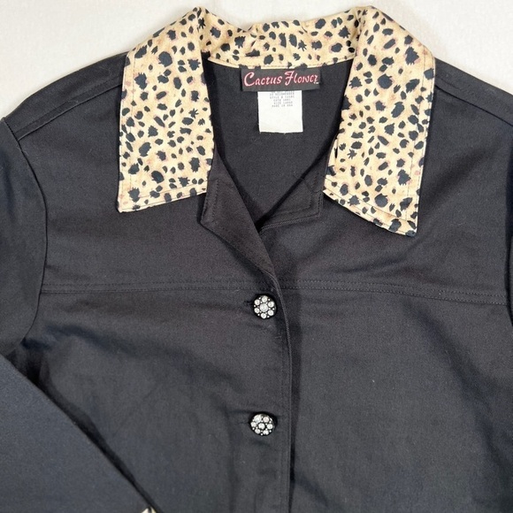 CACTUS FLOWER Women's Vintage‎ Style Animal Print Rhinestoned Button Up Size L - Picture 4 of 12